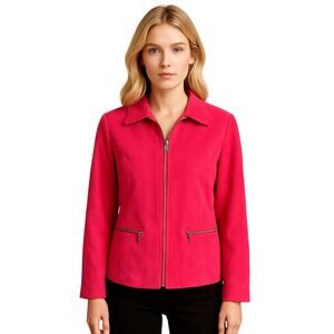 Studio Works Hot Pink Faux Suede Zip-Up Jacket – Size 8
